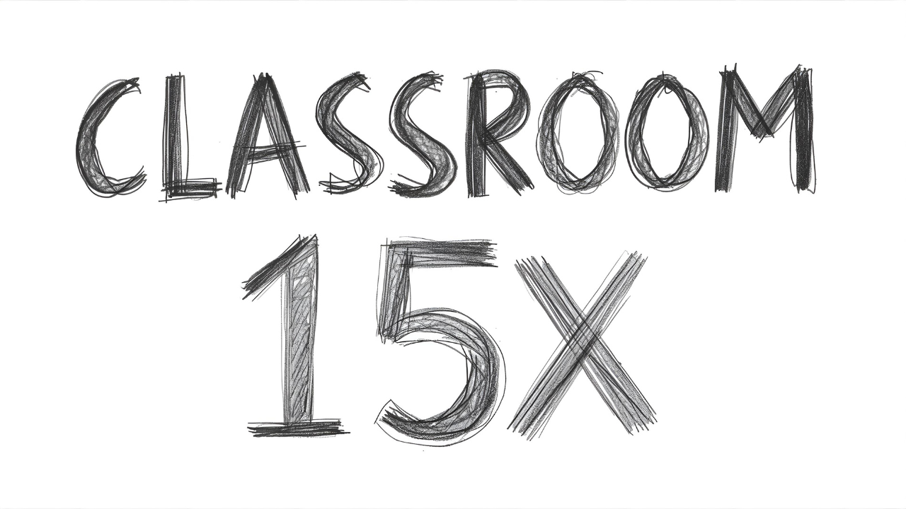 Classroom 15x educational model combining adaptable furniture, digital infrastructure, game-based learning, portable desks, group zones, devices, AI analytics, budget options $750-$12,000+, customized tasks, ongoing assessments, cross-platform tools.