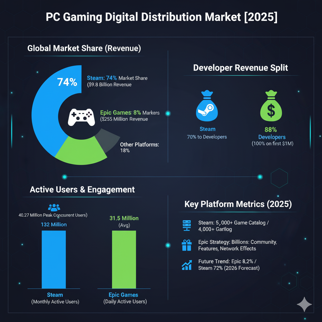 Epic Games Store vs Steam market share