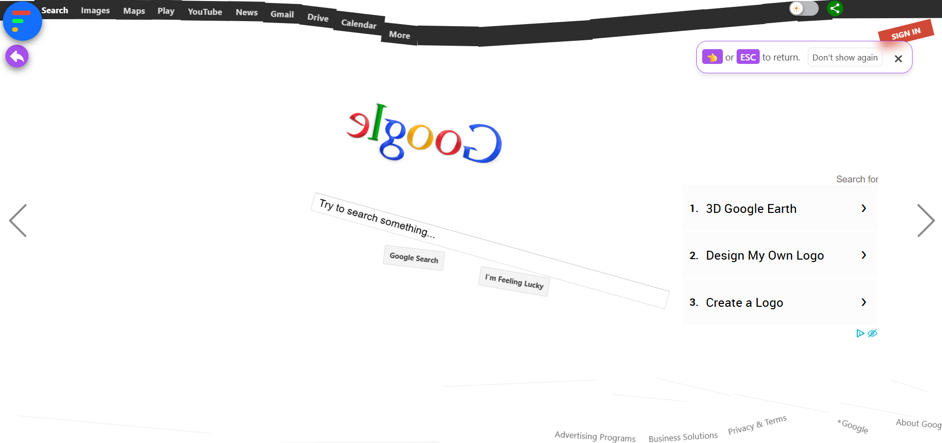 Google Float Easter Egg