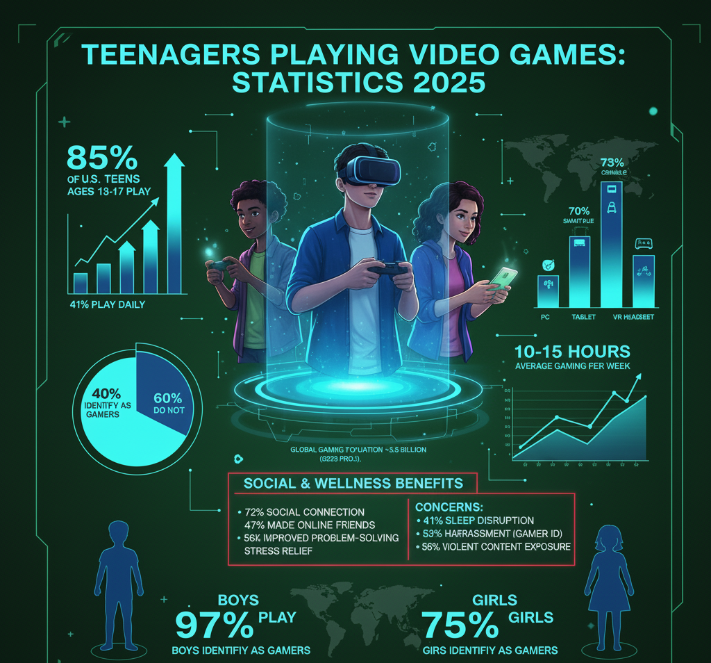 Teenagers Playing Video Games Statistics 2025